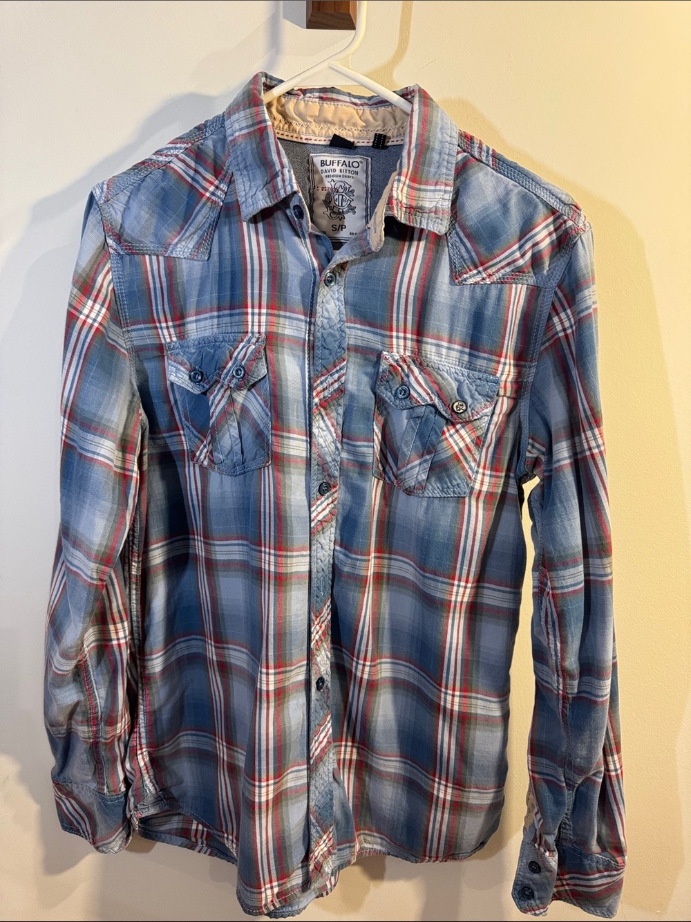 Buffalo David Bitton Blue and Red Plaid Button-Down Shirt